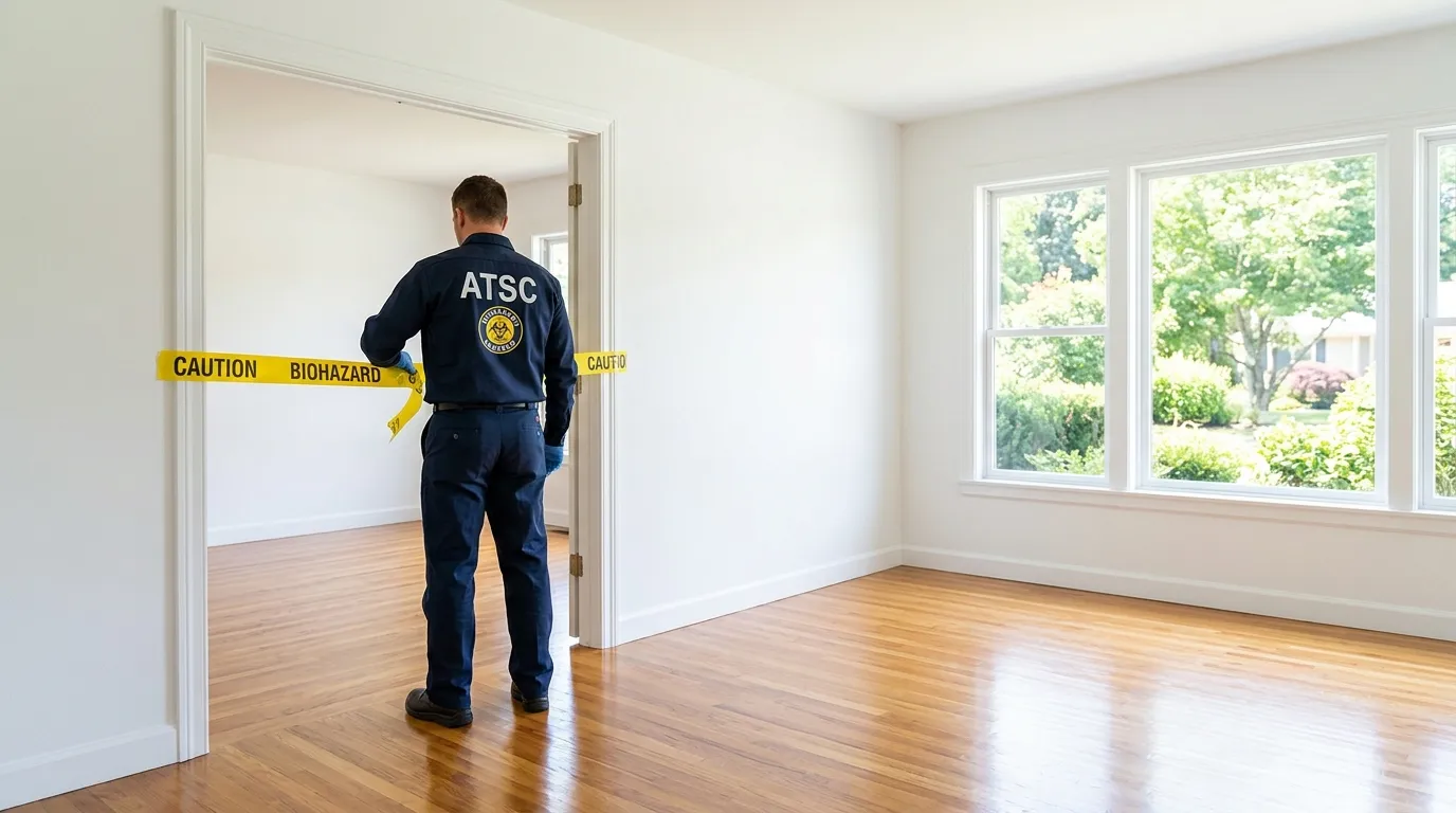 Certified biohazard cleanup crew performing Decomposition Cleanup in Linden